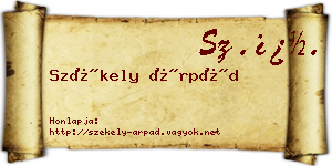 Székely Árpád névjegykártya